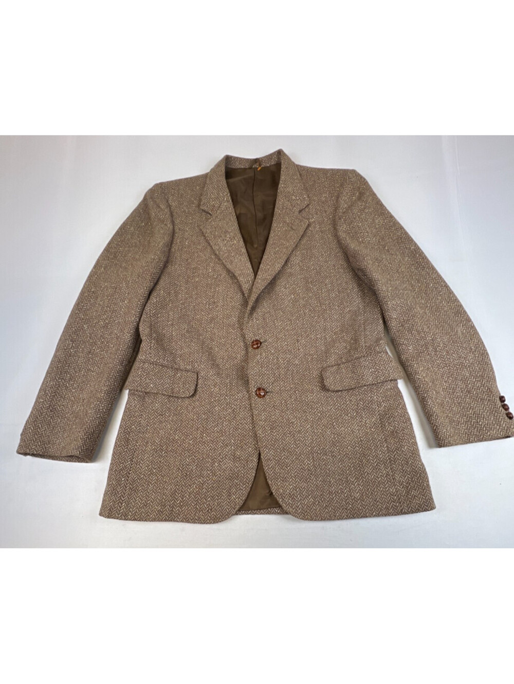 Vintage Johnson's Clothing Co. Men 42L Brown Harris Tweed Wool Blazer Sport Coat